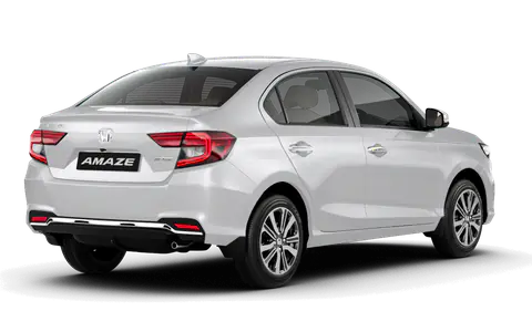 Amaze 2nd Gen in Platinum White Pearl, rear three-quarter view