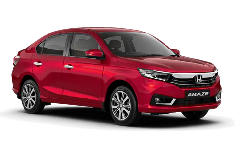 Amaze 2nd Gen in Radiant Red Metallic, front three-quarter view