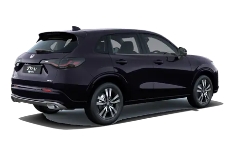 ZR-V in Twilight Mist Black Pearl, rear three-quarter view