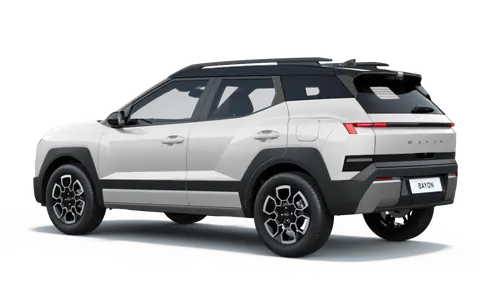 Bayon in Atlas White with Titanium Black Roof, rear three-quarter view