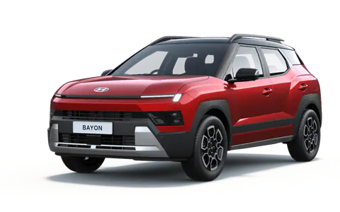 Bayon in Fiery Red with Titanium Black Roof, front three-quarter view