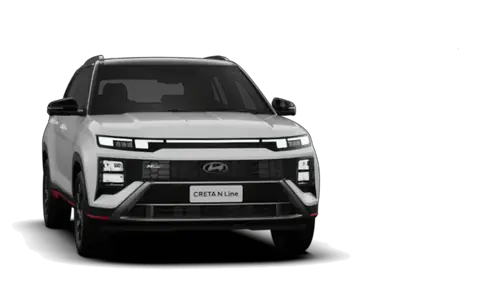 Creta N Line in Atlas White with Black Roof, front view