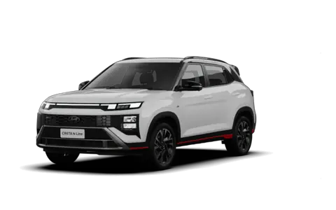 Creta N Line in Atlas White, front three-quarter view