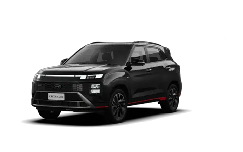 Creta N Line in Titanium Black, front three-quarter view