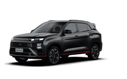Creta N Line in Titanium Black Matte, front three-quarter view