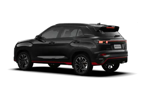 Creta N Line in Titanium Black, rear three-quarter view