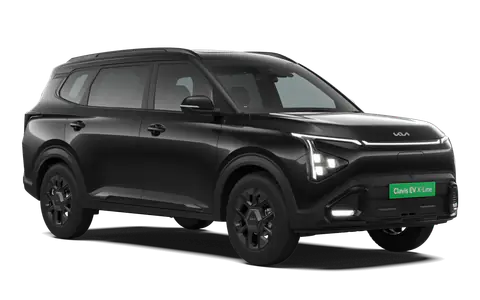 Carens Clavis EV in Aurora Black Pearl, front three-quarter view