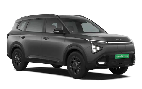 Carens Clavis EV in Dark Gun Metal, front three-quarter view