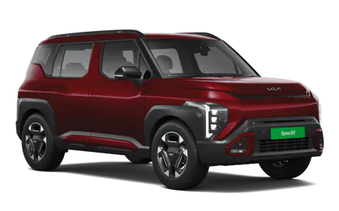 Syros EV in Magma Red, front three-quarter view