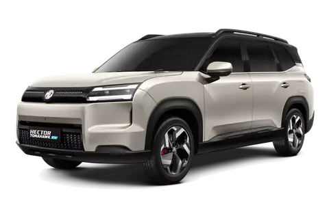 Hector Tomahawk EV in Shadow Gold with Starry Black Roof, front three-quarter view