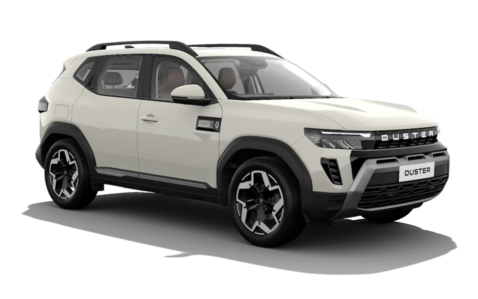 Duster Hybrid in Pearl White, front three-quarter view