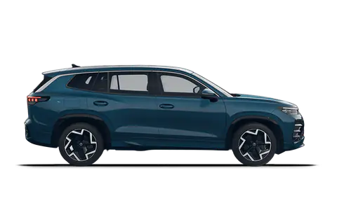 Tayron in Nightshade Blue Metallic, side profile view