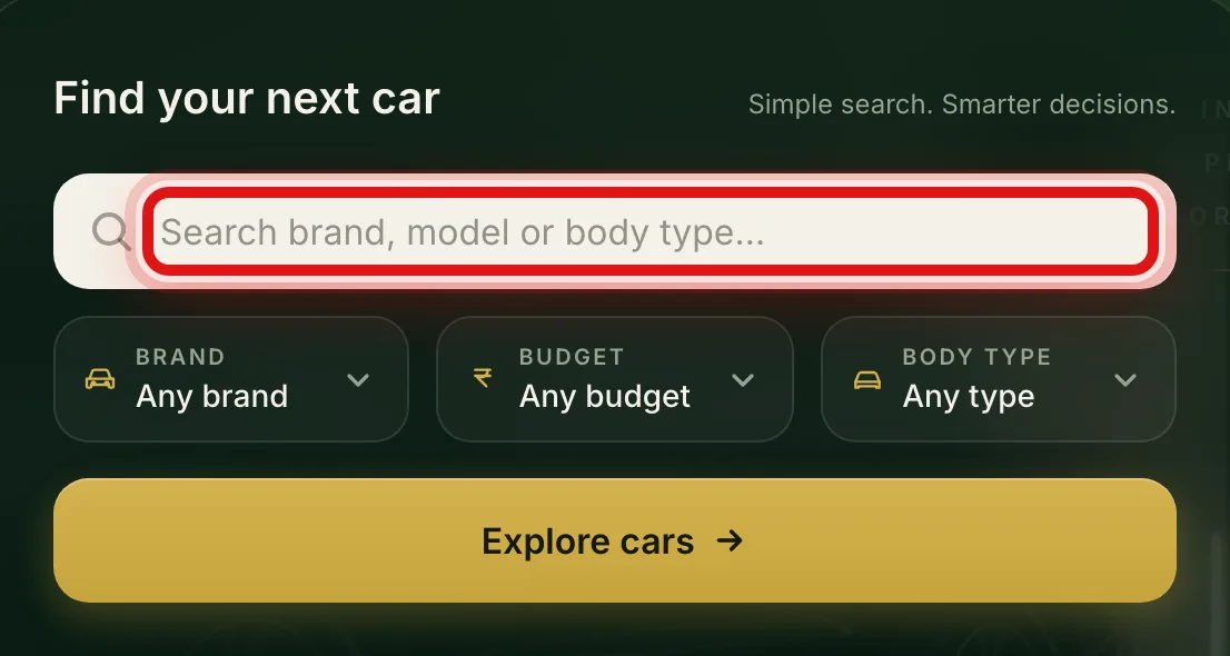 The search box and filters on the DynoBHP home page