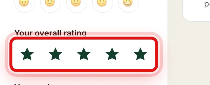 The overall star rating control set to five stars
