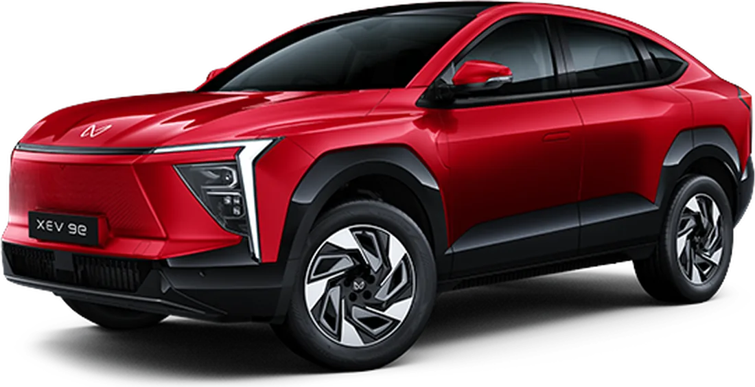 Mahindra XEV 9e SUV, front three-quarter view
