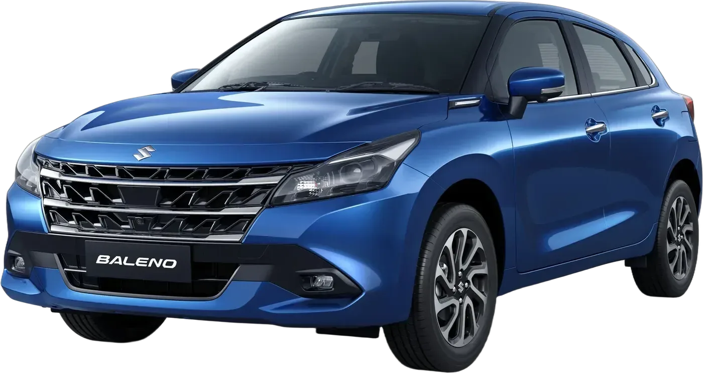 Maruti Suzuki Baleno facelift in Nexa Blue with its chrome NEXWave grille